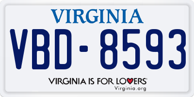 VA license plate VBD8593