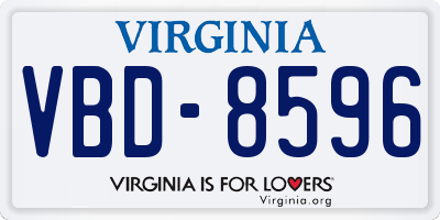VA license plate VBD8596