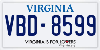 VA license plate VBD8599