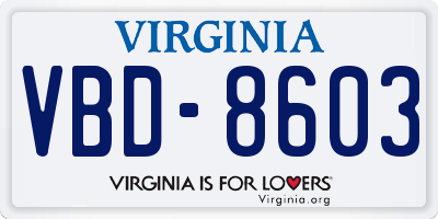 VA license plate VBD8603