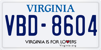 VA license plate VBD8604