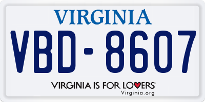 VA license plate VBD8607