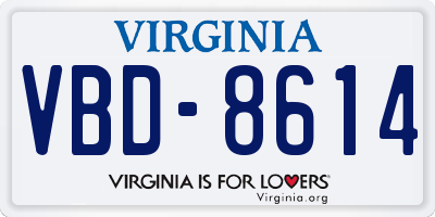 VA license plate VBD8614