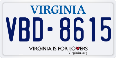 VA license plate VBD8615