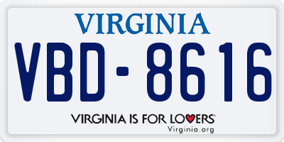 VA license plate VBD8616