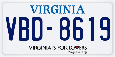 VA license plate VBD8619