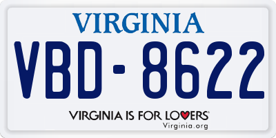VA license plate VBD8622