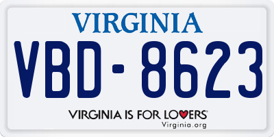 VA license plate VBD8623