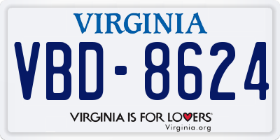 VA license plate VBD8624