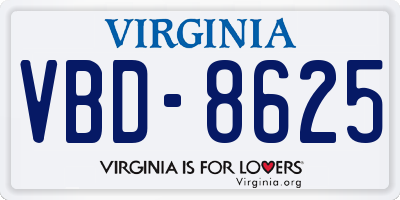 VA license plate VBD8625