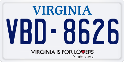 VA license plate VBD8626