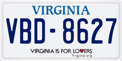 VA license plate VBD8627