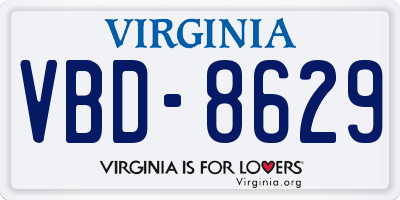 VA license plate VBD8629