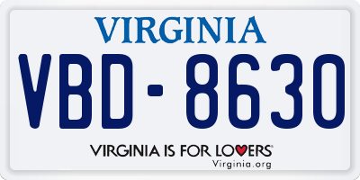 VA license plate VBD8630