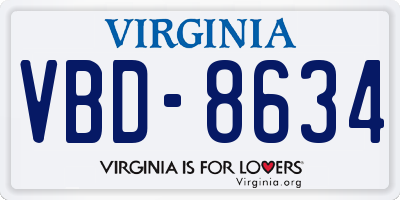 VA license plate VBD8634