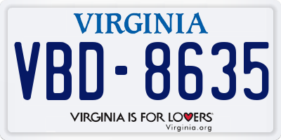 VA license plate VBD8635