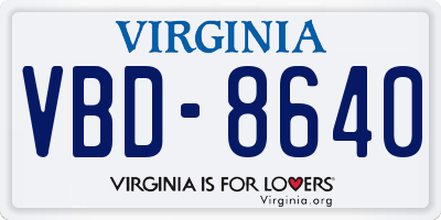 VA license plate VBD8640