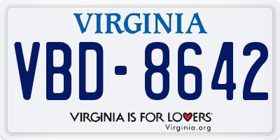 VA license plate VBD8642
