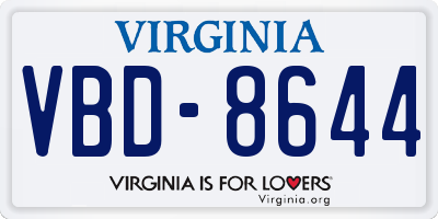 VA license plate VBD8644