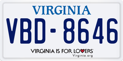 VA license plate VBD8646
