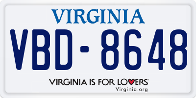 VA license plate VBD8648