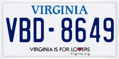 VA license plate VBD8649