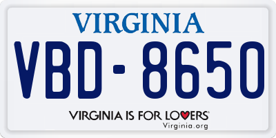 VA license plate VBD8650