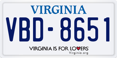 VA license plate VBD8651