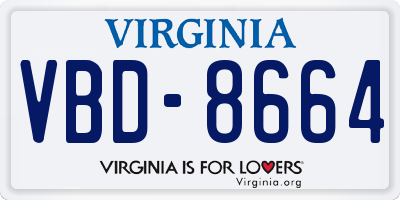 VA license plate VBD8664