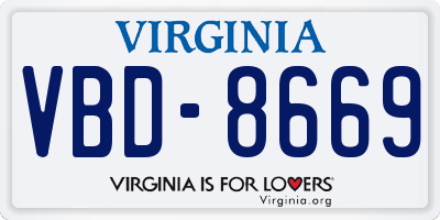 VA license plate VBD8669