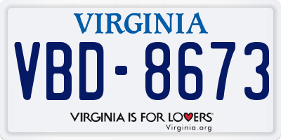 VA license plate VBD8673