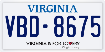 VA license plate VBD8675