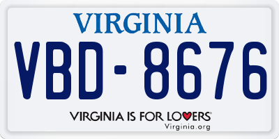VA license plate VBD8676