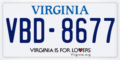 VA license plate VBD8677
