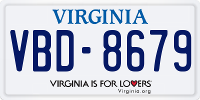VA license plate VBD8679