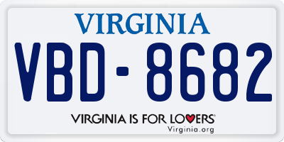 VA license plate VBD8682