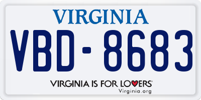 VA license plate VBD8683