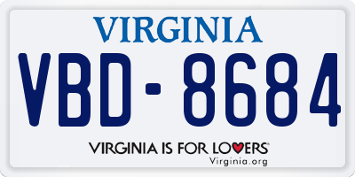 VA license plate VBD8684