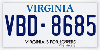VA license plate VBD8685