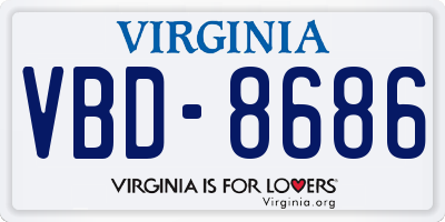 VA license plate VBD8686
