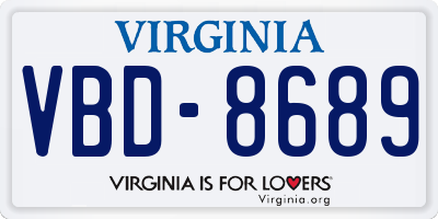 VA license plate VBD8689