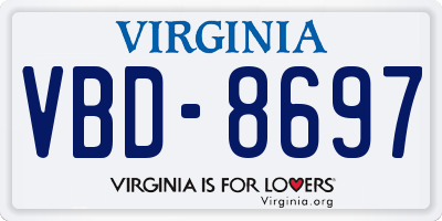 VA license plate VBD8697