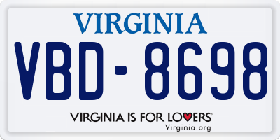 VA license plate VBD8698
