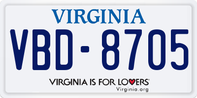 VA license plate VBD8705