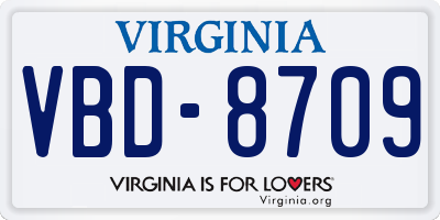 VA license plate VBD8709