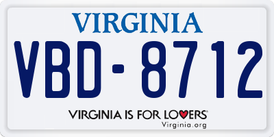 VA license plate VBD8712
