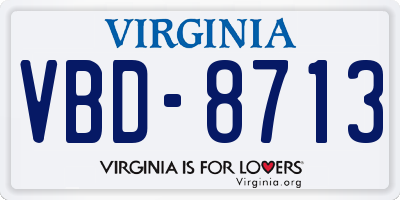 VA license plate VBD8713