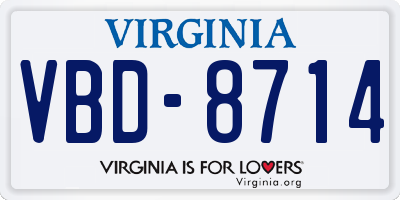 VA license plate VBD8714