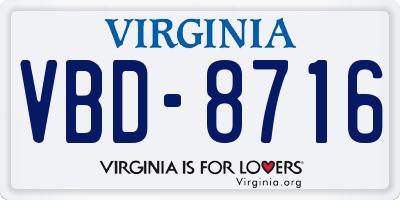 VA license plate VBD8716