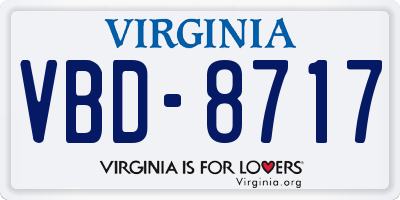 VA license plate VBD8717
